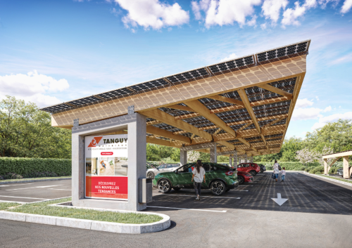 Ombrières photovoltaïques pour parkings de supermarchés
